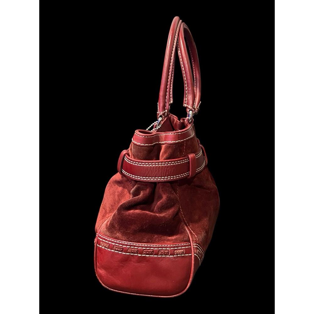 vintage Coach Hamptons fine suede and leather Bag Bordeaux Red - Picture 2 of 10